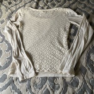 Aeropostale Off white long sleeve shirt with lace back. PreLoved condition